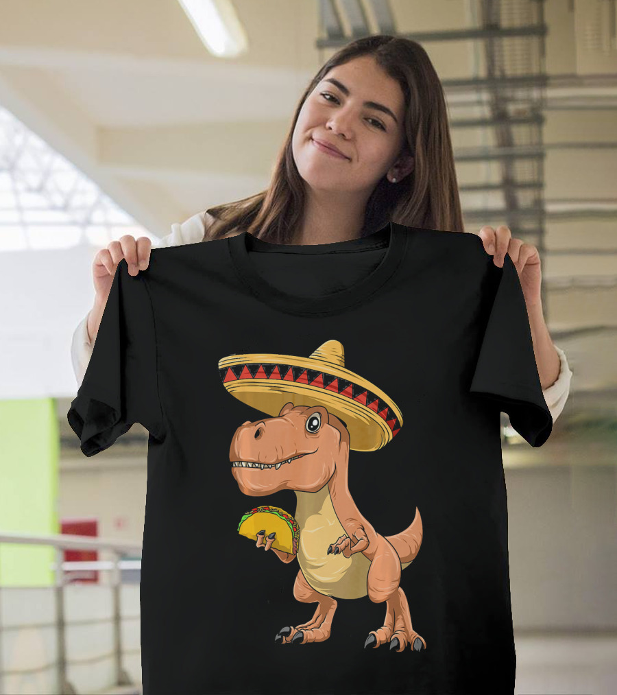 Dinosaur Taco Mexican Sombrero Dinosaur T-Shirt