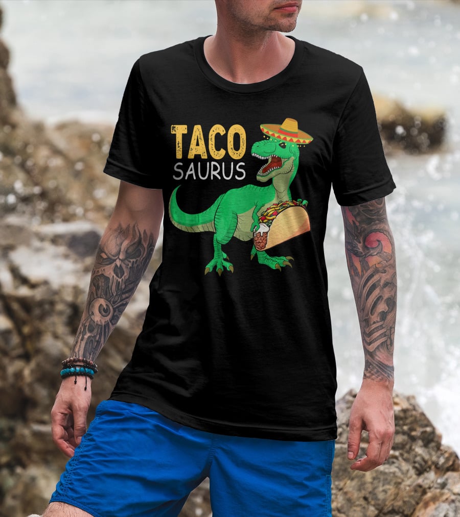 Taco Tacosaurus Dinosaur Sombrero Mexican Cinco De Mayo T-Shirt