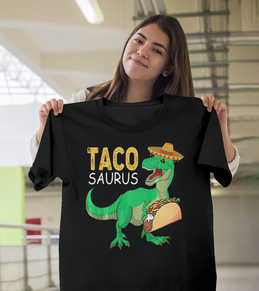 Taco Tacosaurus Dinosaur Sombrero Mexican Cinco De Mayo T-Shirt