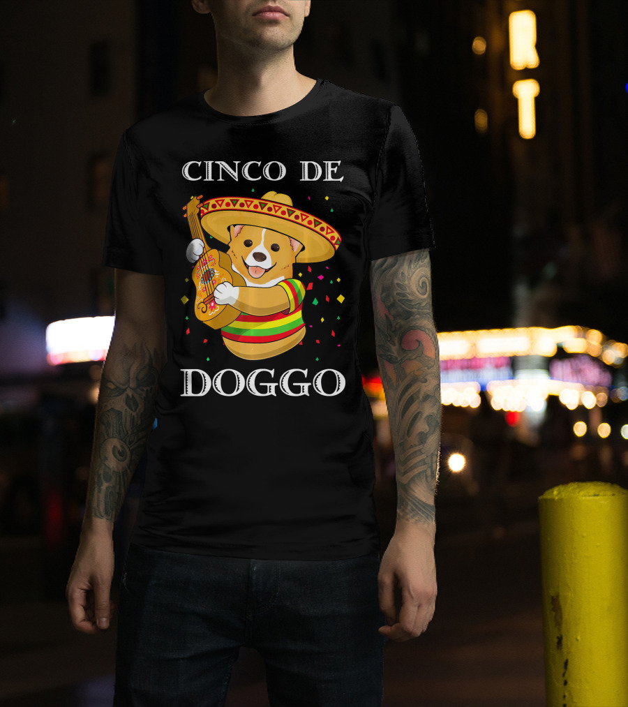 Cinco De Doggo Funny Corgi Guitar Fiesta T-Shirt