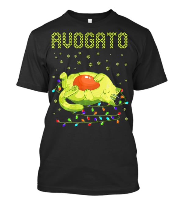 Avogato Cat With Colorful Lights Funny Cinco De Mayo Meow T-Shirt