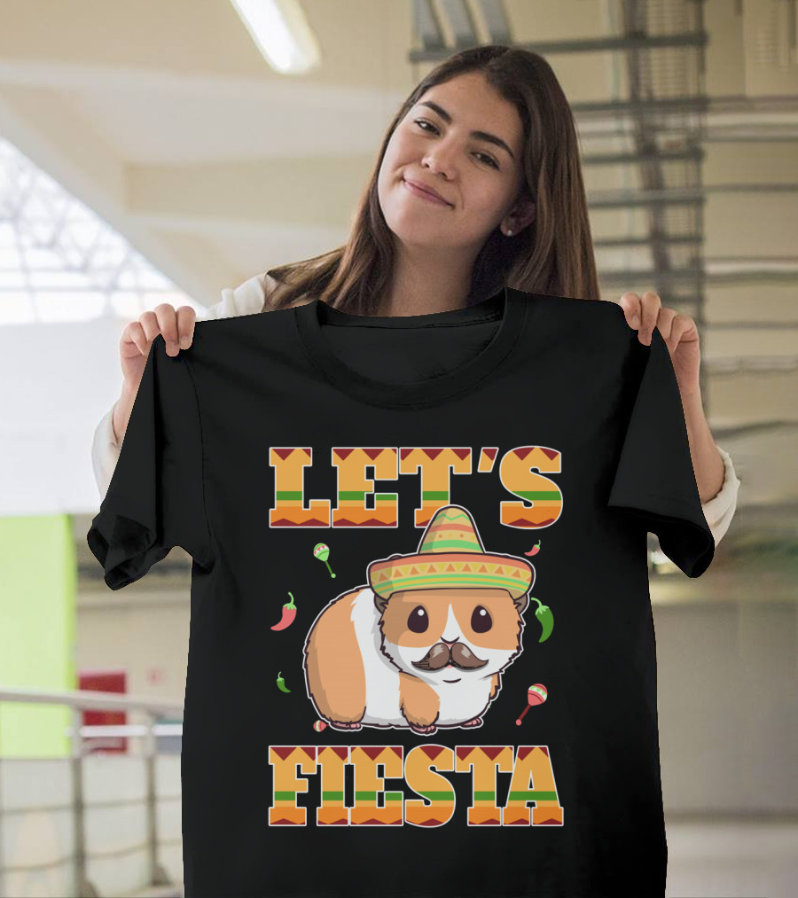 Let's Fiesta Guinea Pig Sombrero Maracas Cinco De Mayo Mex T-Shirt