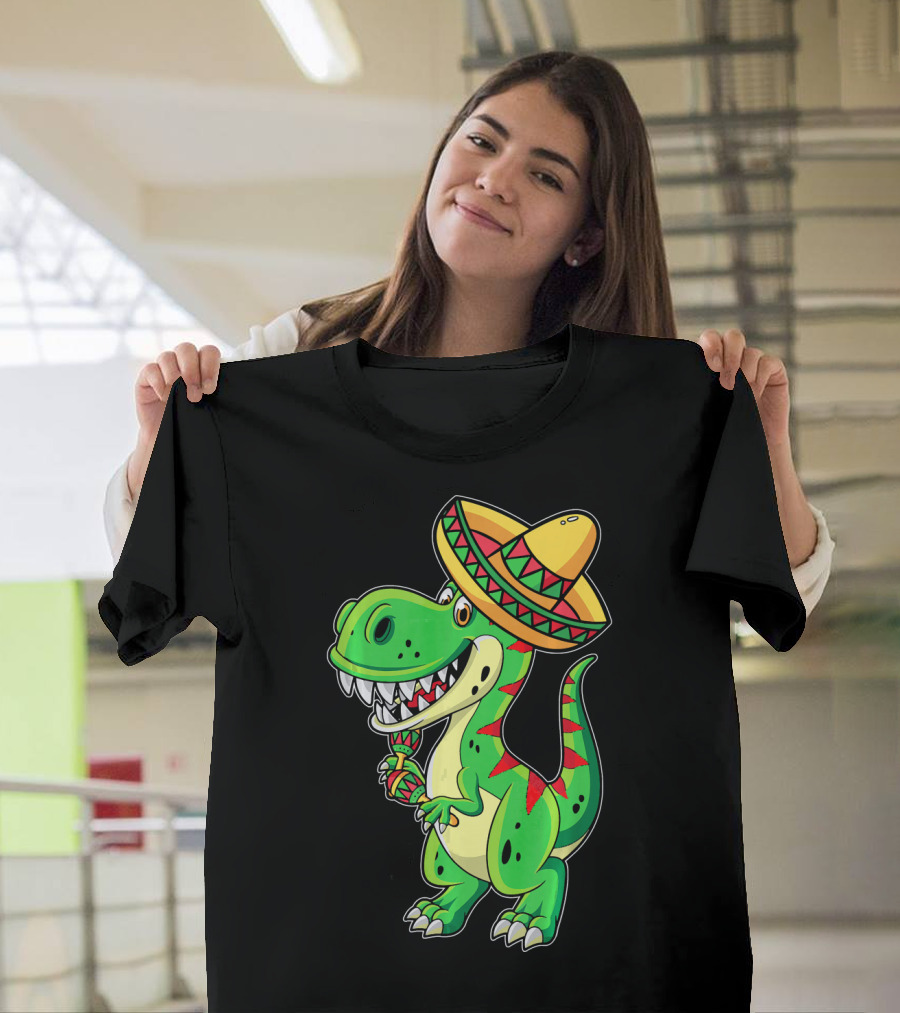 Cinco De Mayo Sombrero Tyrannosaurus Rex Dinosaur Fiesta T-Shirt