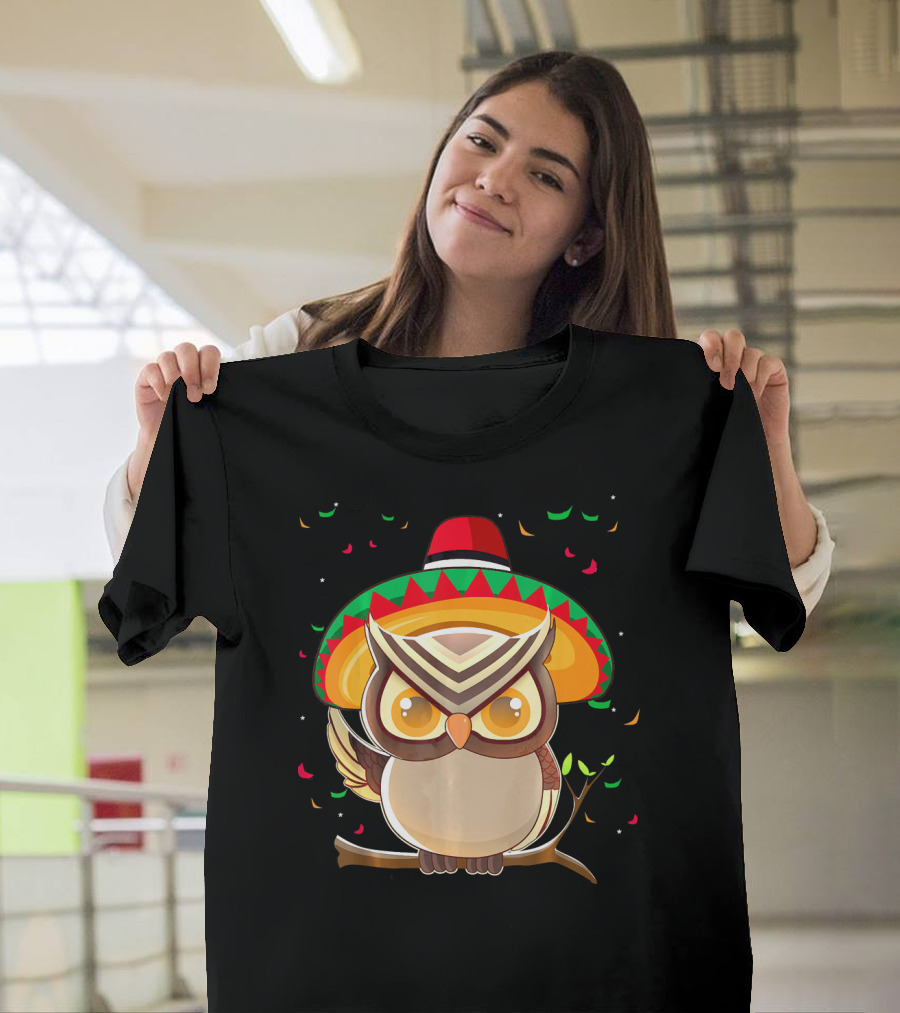 Cute Night Owl Sombrero Cinco De Mayo 5th Of May T-Shirt