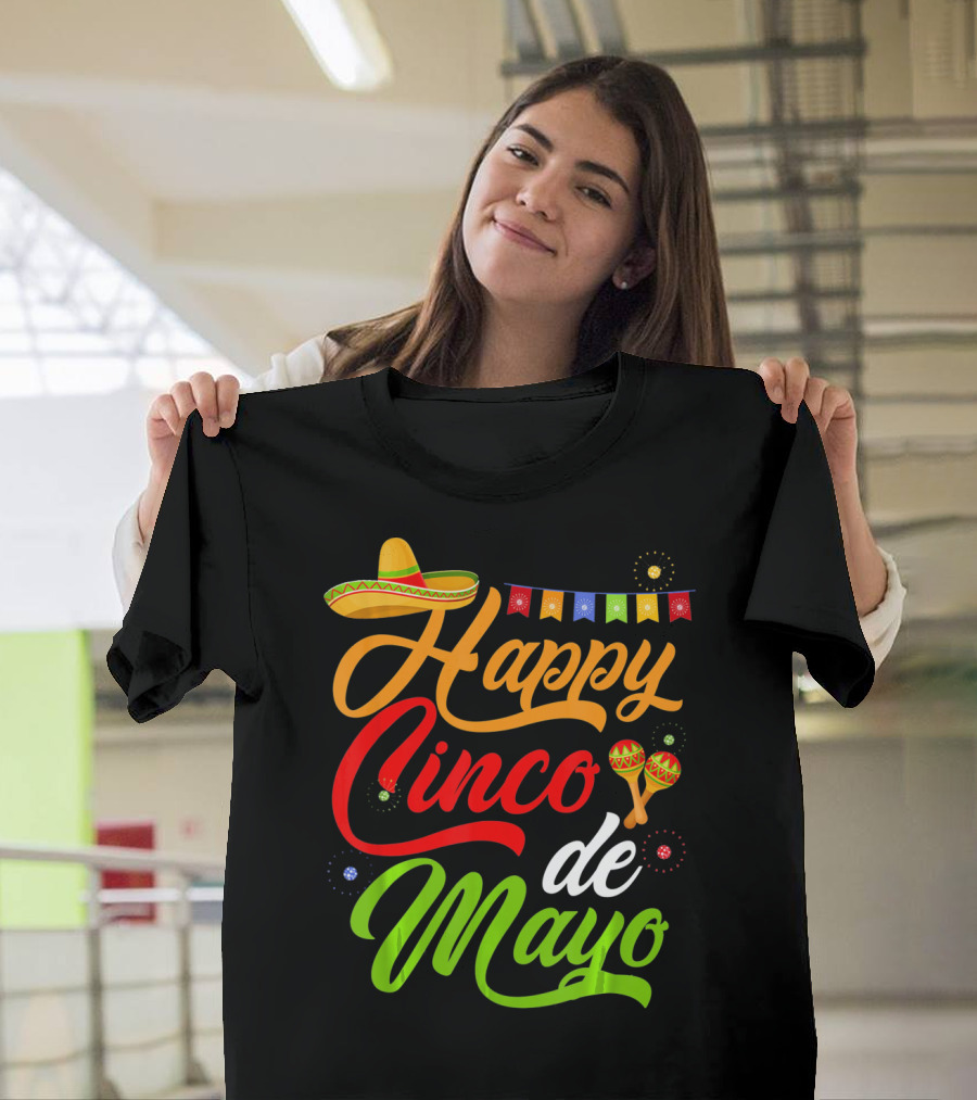 Happy Cinco de Mayo Sombrero and Maracas T-Shirt