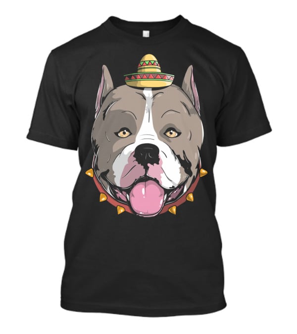 Pitbull Dog Sombrero Fiesta Cinco De Mayo T-Shirt
