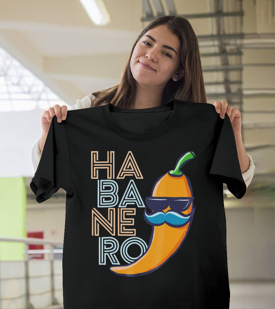 Habanero Lover Emoji Cinco de Mayo Mustache Pepper T-Shirt