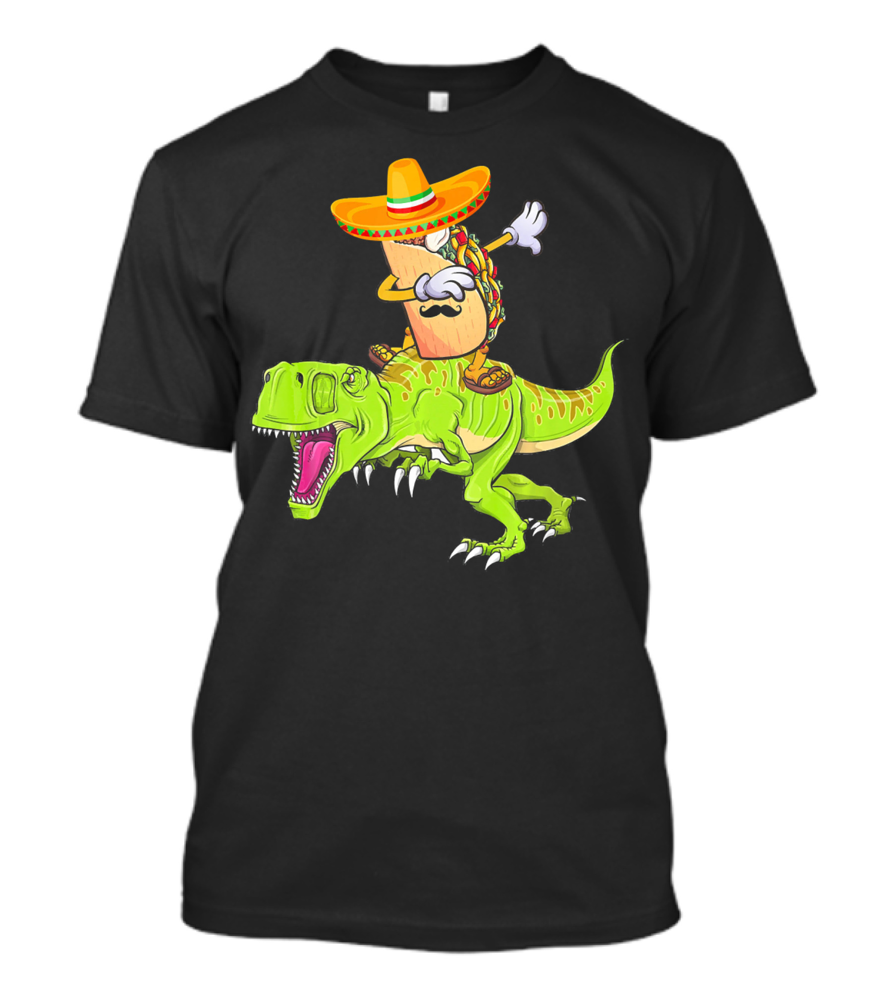 Dabbing Taco Sombrero On T-Rex Dinosaur T-Shirt