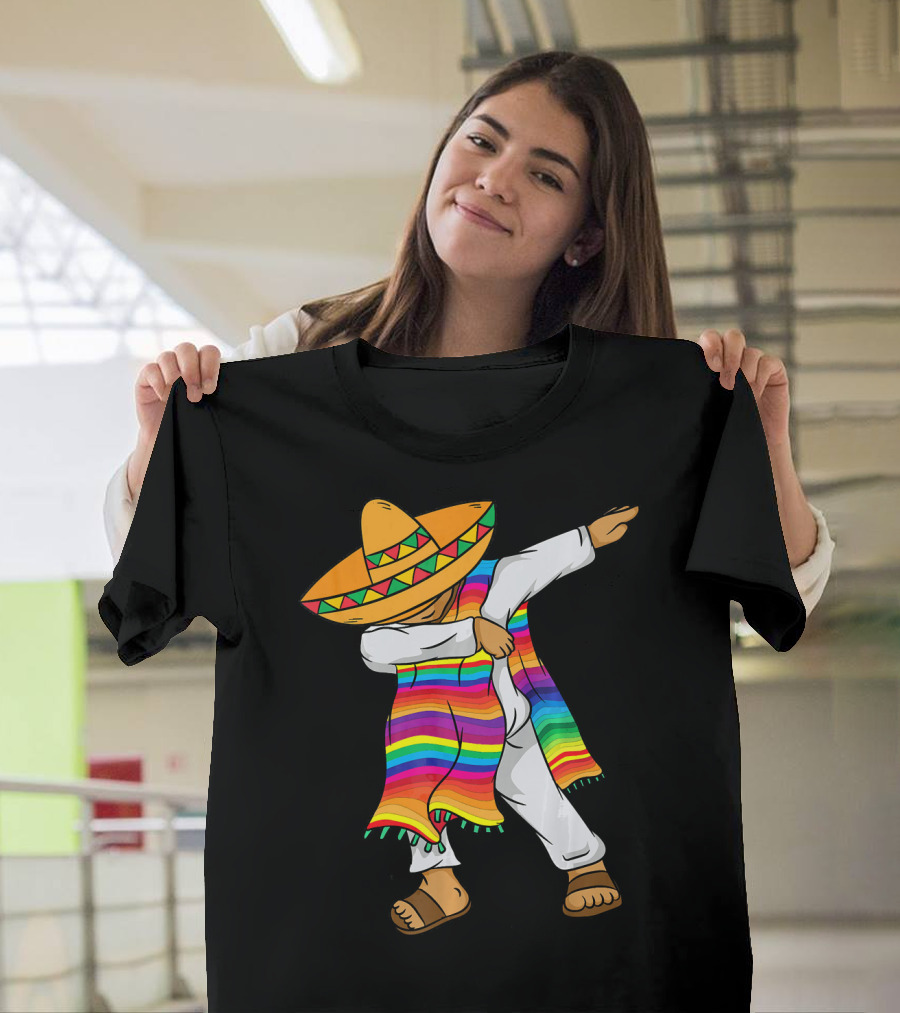 Dabbing Mexican Poncho Cinco De Mayo T-Shirt