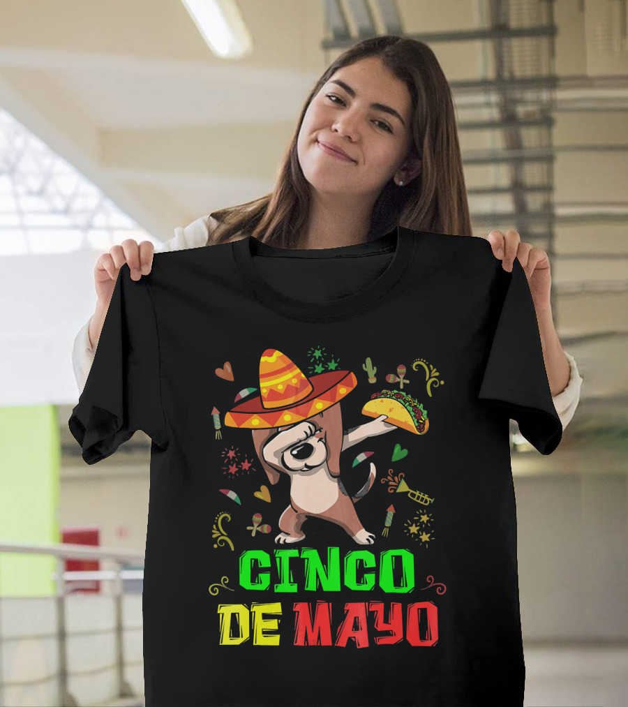 Cinco De Mayo Dabbing Taco Fiesta Dog Sombrero T-Shirt