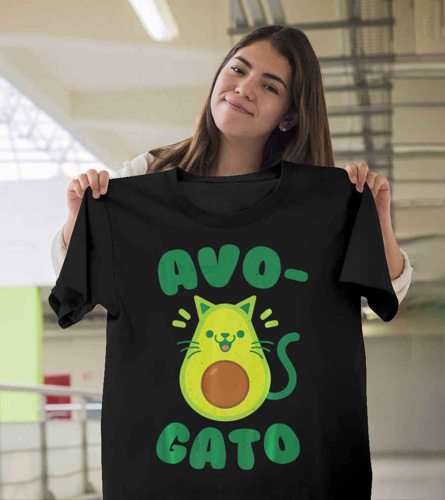 Avogato Avocado Cat Playful Green Fun T-Shirt