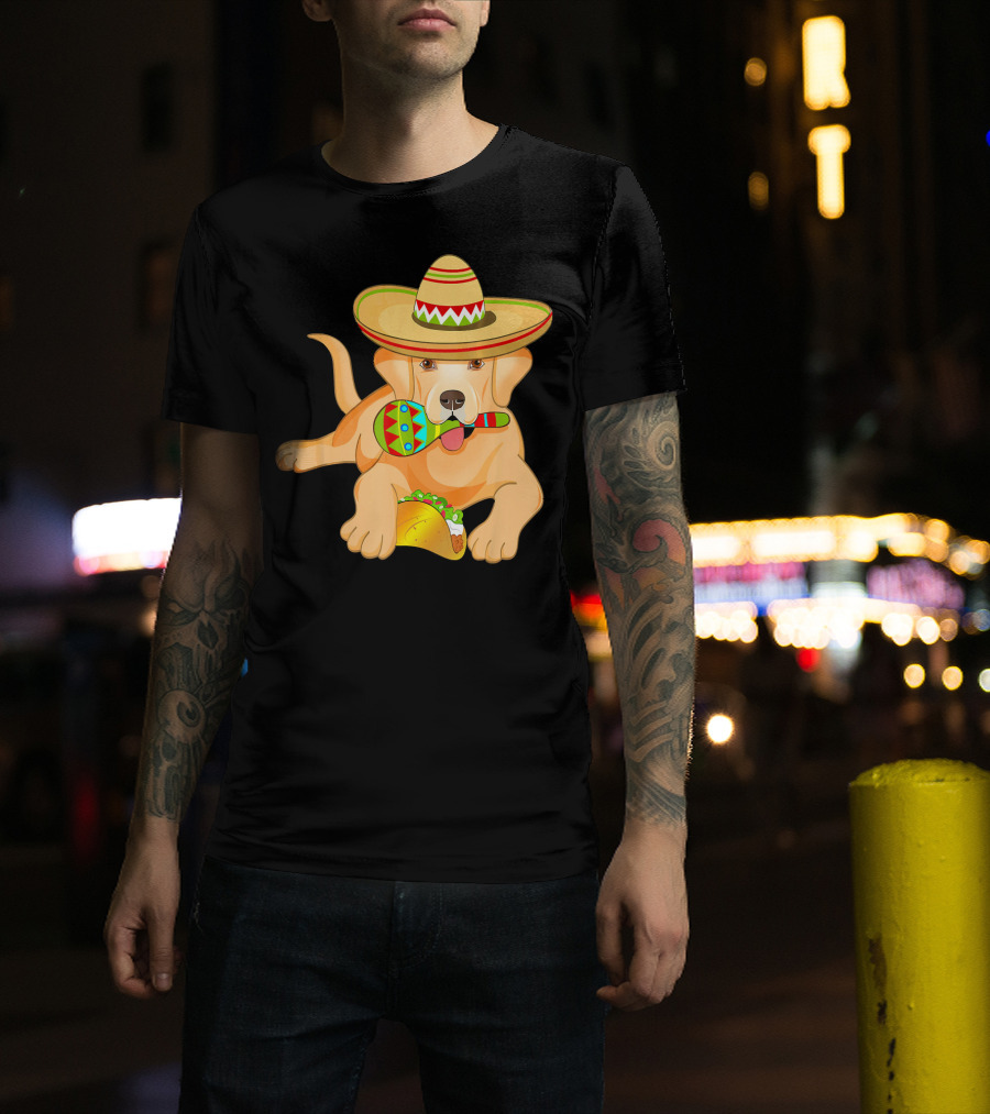 Cinco De Mayo Labrador Dog With Sombrero Taco And Maraca T-Shirt