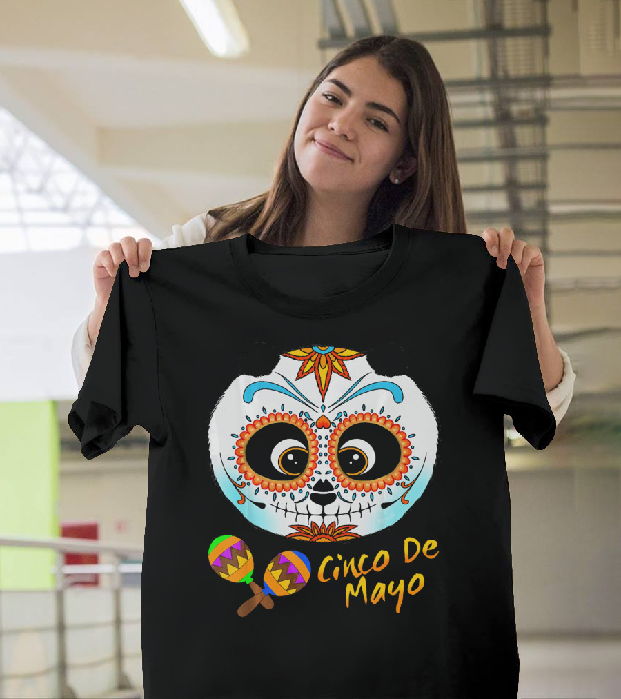 Cinco De Mayo Sugar Skull Panda with Maracas T-Shirt