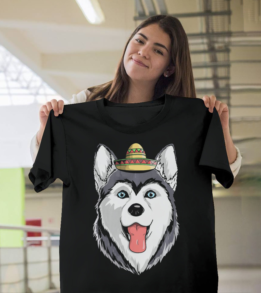 Fiesta Siberian Husky Sombrero Cinco De Mayo Mexi T-Shirt