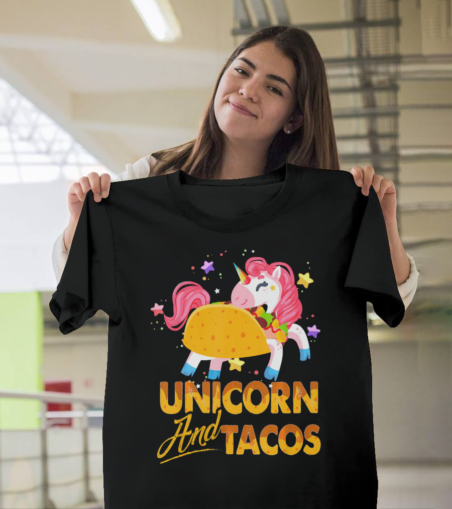 Unicorn And Tacos Colorful Cinco De Mayo Fun T-Shirt