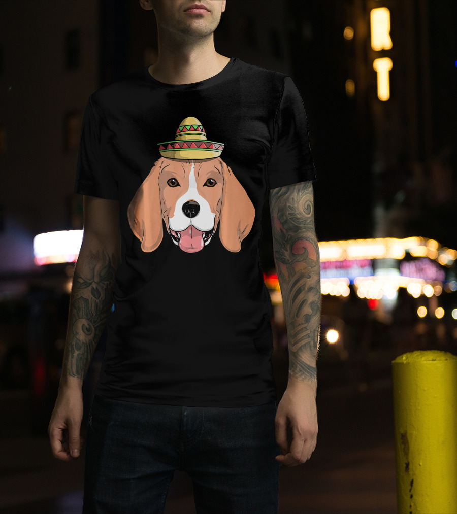 Beagle Dog Sombrero Fiesta Cinco De Mayo T-Shirt