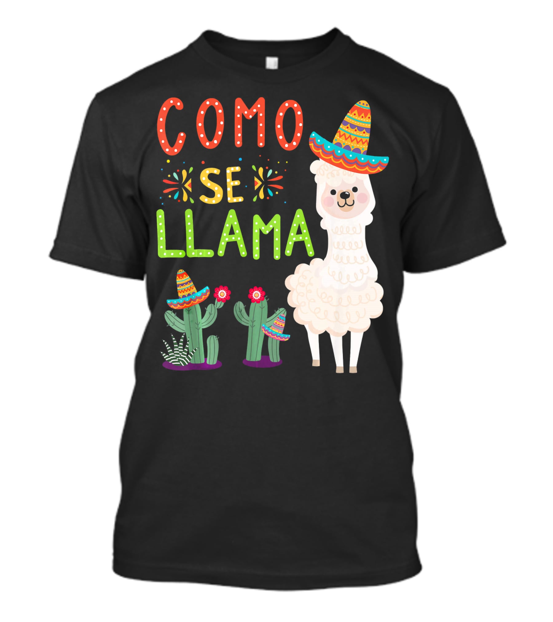 Como Se Llama Sombrero Llama And Cactus Fiesta Cinco De Mayo T-Shirt