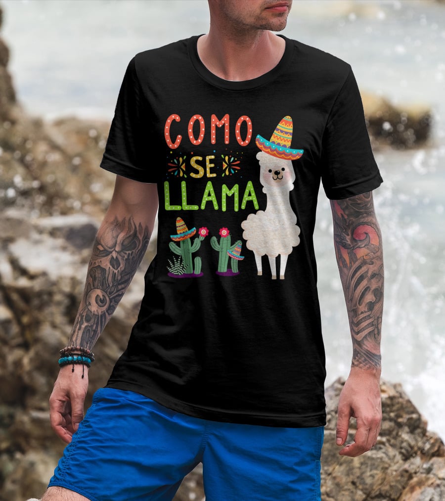 Como Se Llama Sombrero Llama And Cactus Fiesta Cinco De Mayo T-Shirt