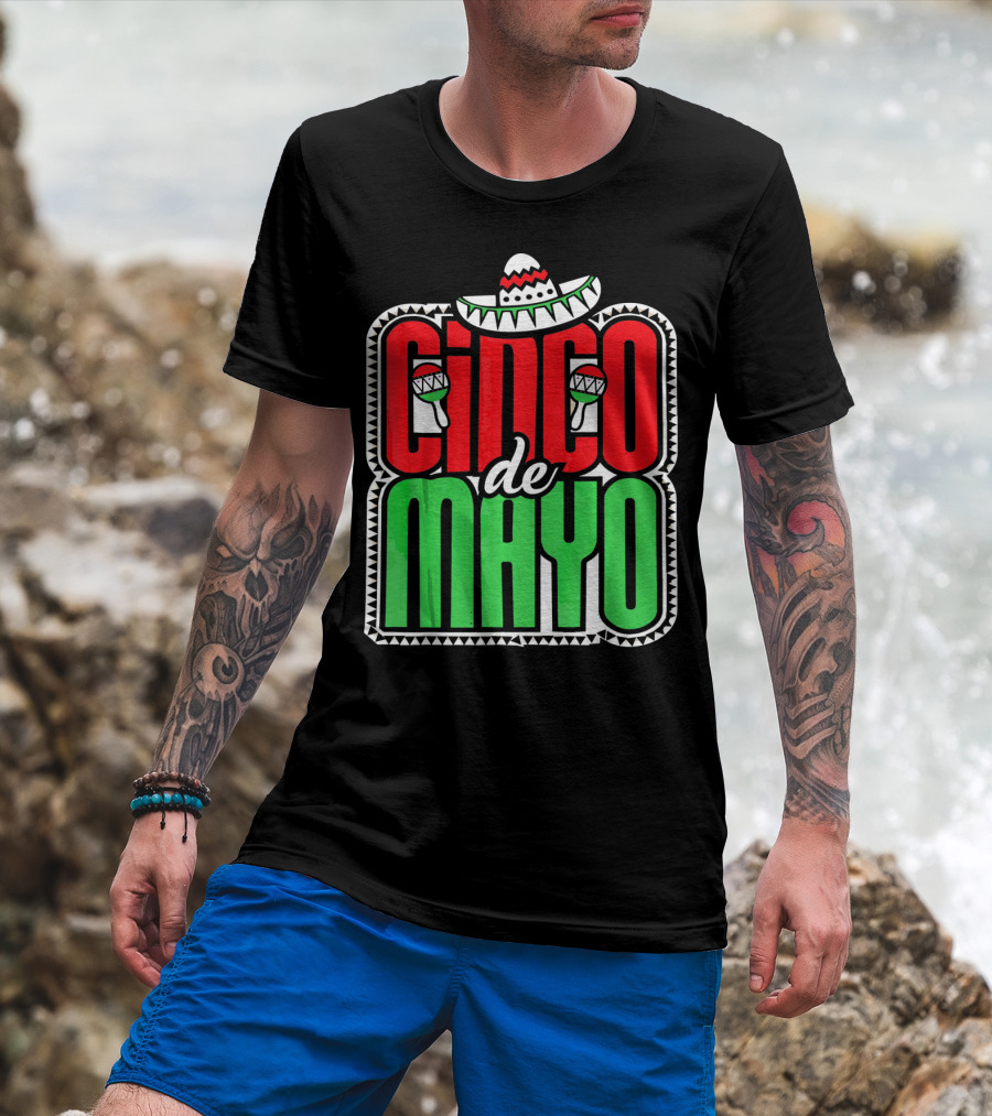 Cinco De Mayo Mexican Celebration Sombrero Maracas T-Shirt