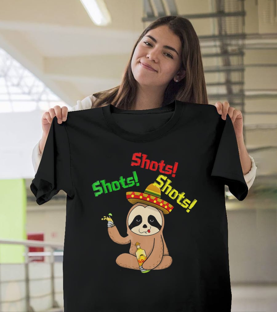Cinco De Mayo Sloth Shots Tequila Sombrero T-Shirt