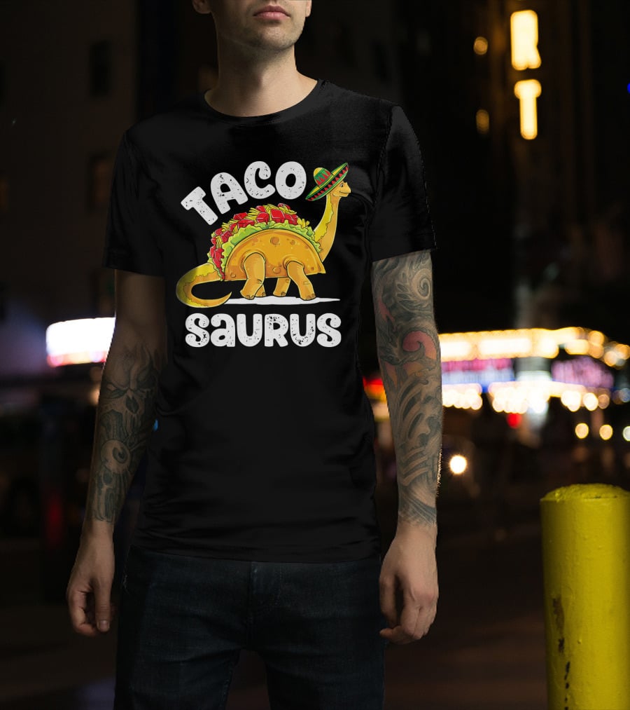 Tacosaurus Taco Dinosaur Rex Funny Sombrero T-Shirt