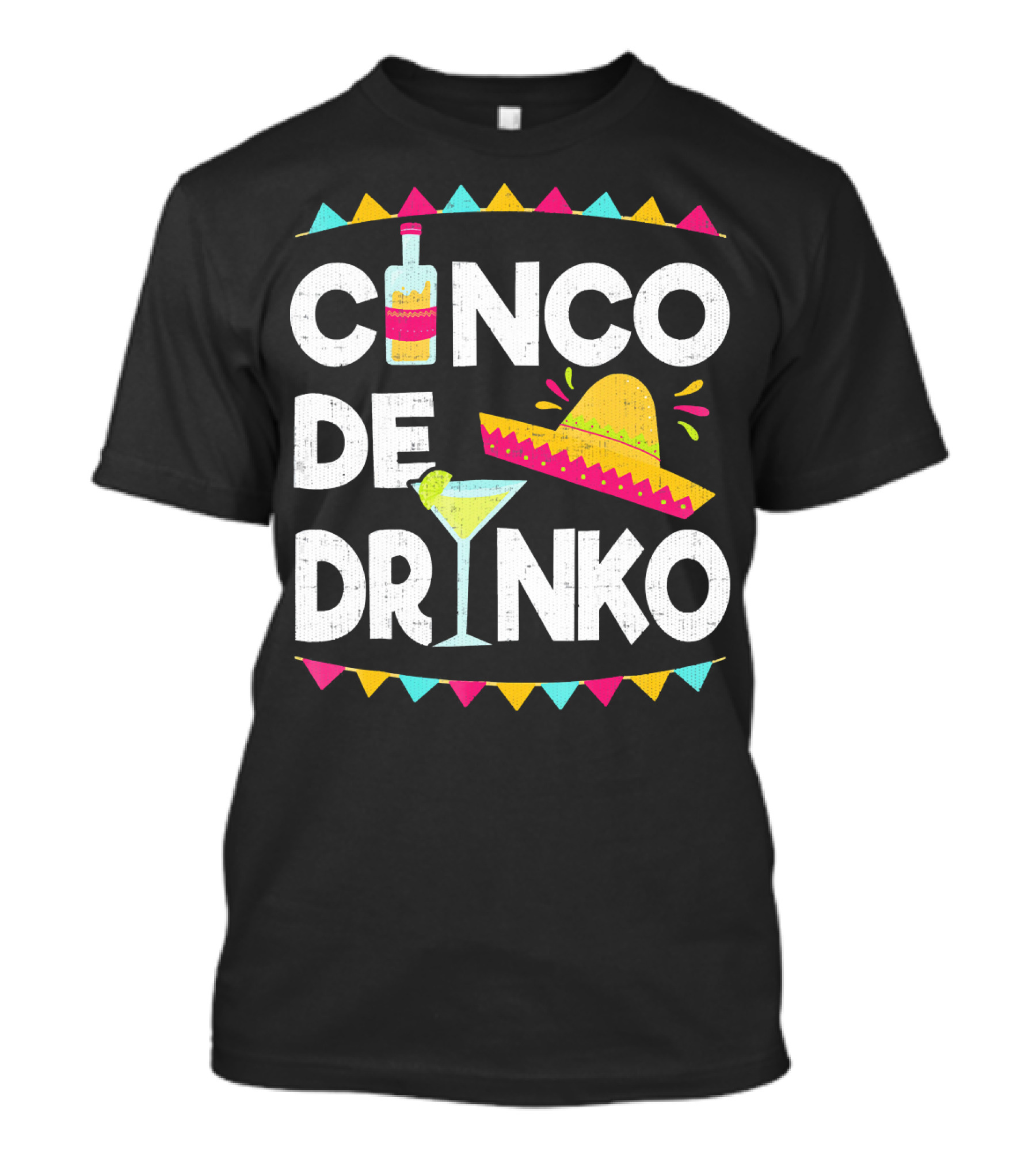 Cinco De Drinko Sombrero And Margarita Fiesta Elements T-Shirt