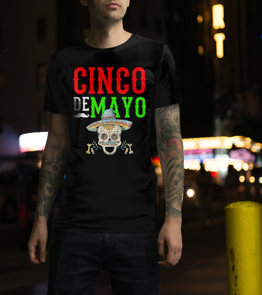 Cinco De Mayo Sugar Skull Sombrero T-Shirt