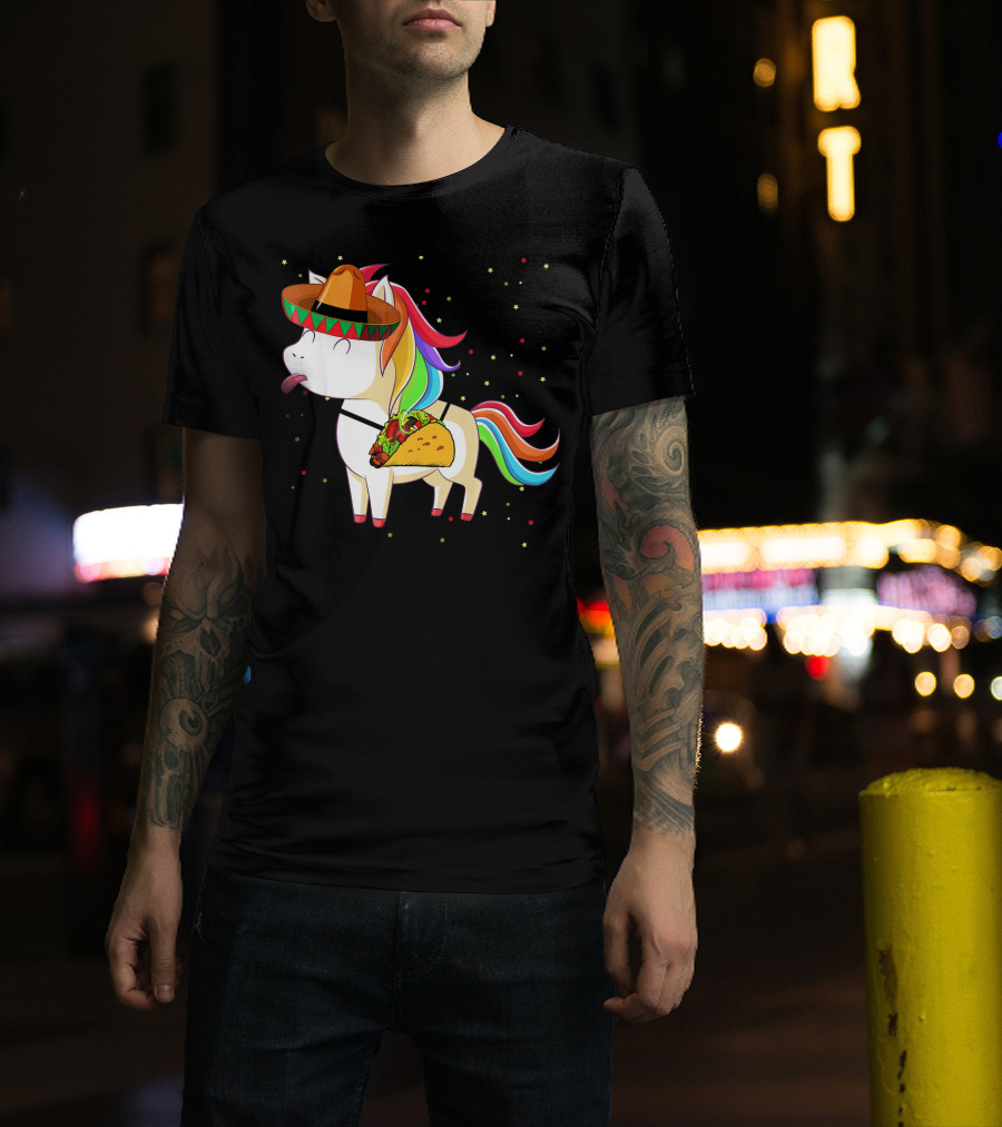 Sombrero Taco Unicorn Cinco De Mayo T-Shirt
