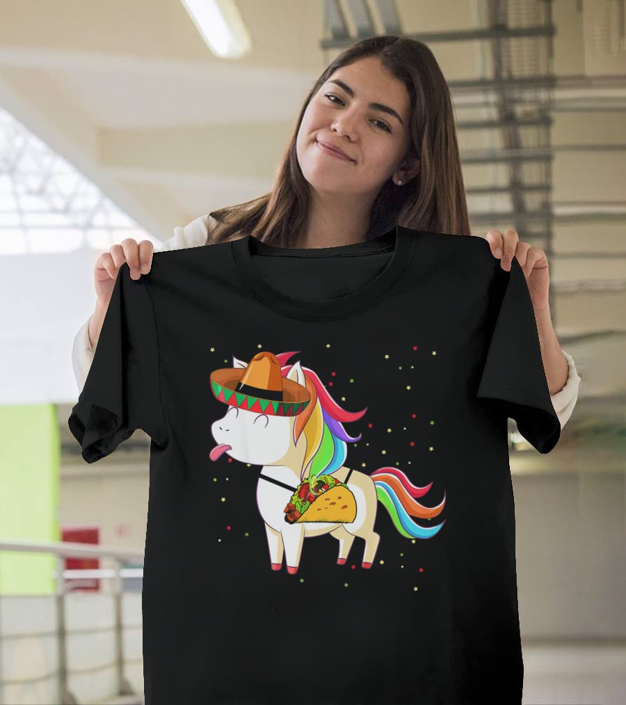 Sombrero Taco Unicorn Cinco De Mayo T-Shirt