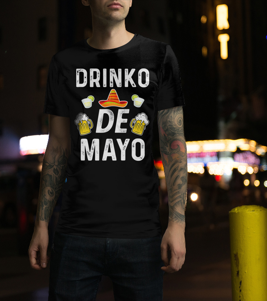 Drinko De Mayo Sombrero Beer And Lime Margarita Party T-Shirt