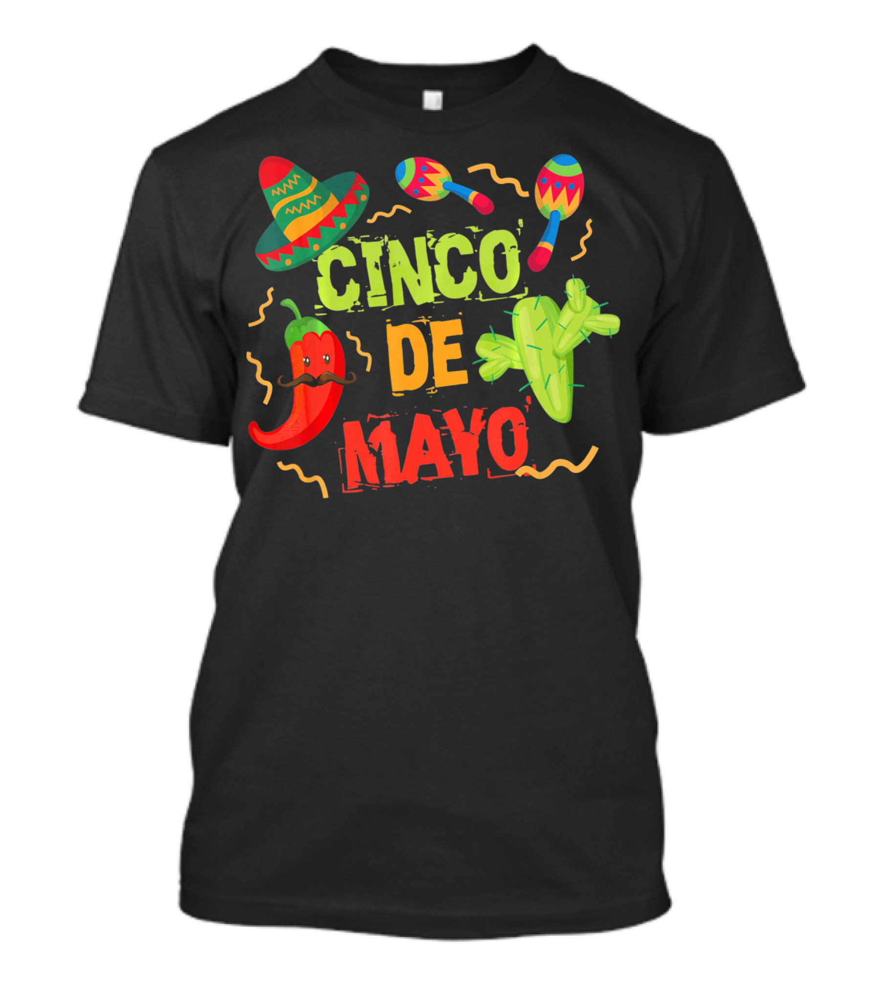 Cinco De Mayo Sombrero Maracas Cactus Pepper Fiesta T-Shirt