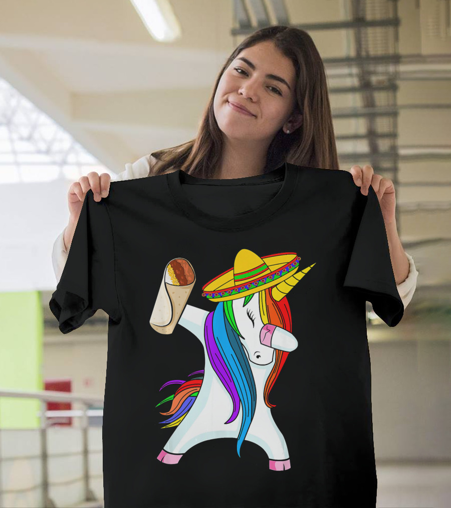 Cinco De Mayo Dabbing Unicorn Sombrero Burrito T-Shirt