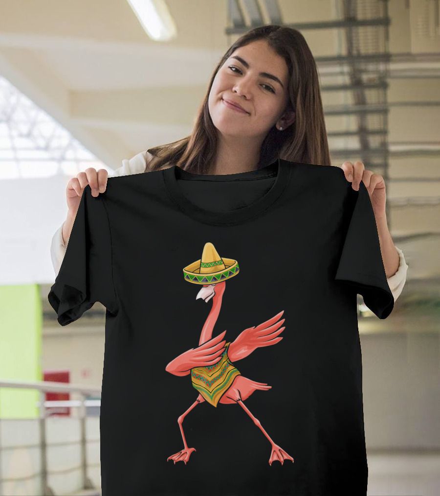 Cinco De Mayo Flamingo Dabbing Dab Sombrero T-Shirt