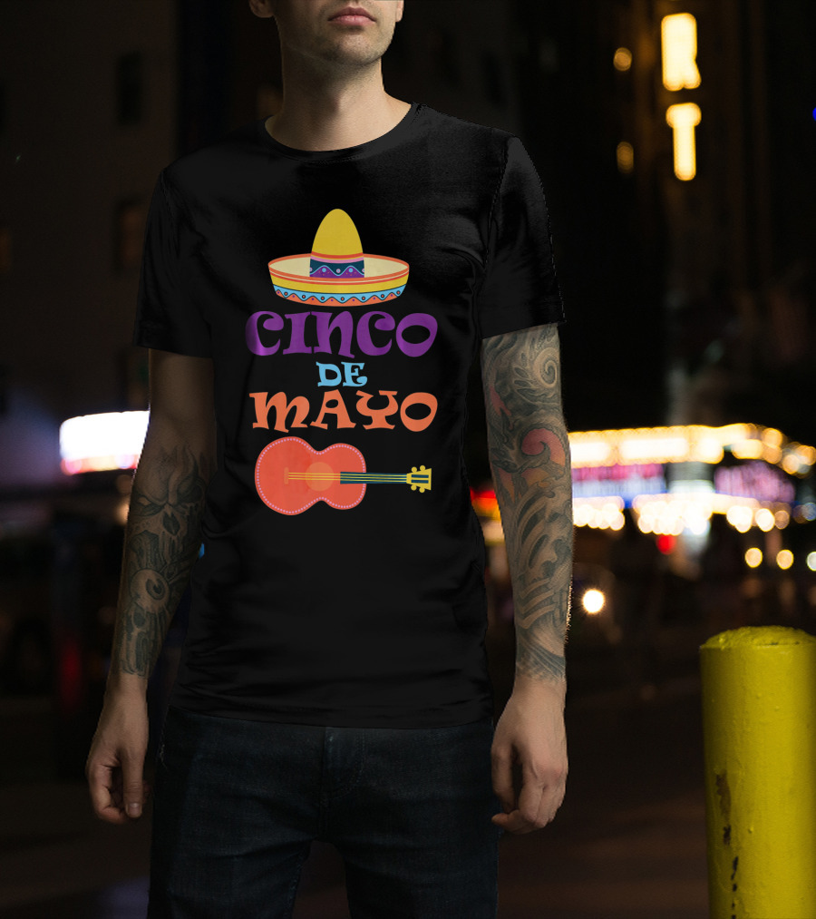 Cinco De Mayo Fiesta Sombrero And Guitar T-Shirt