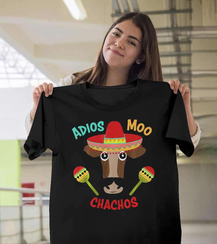 Adios Moo Chachos Funny Cow Cinco de Mayo T-Shirt