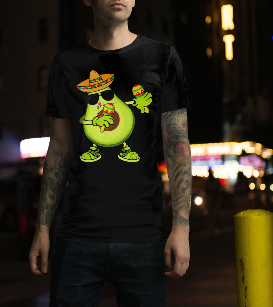 Dancing Avocado With Sombrero And Maracas T-Shirt