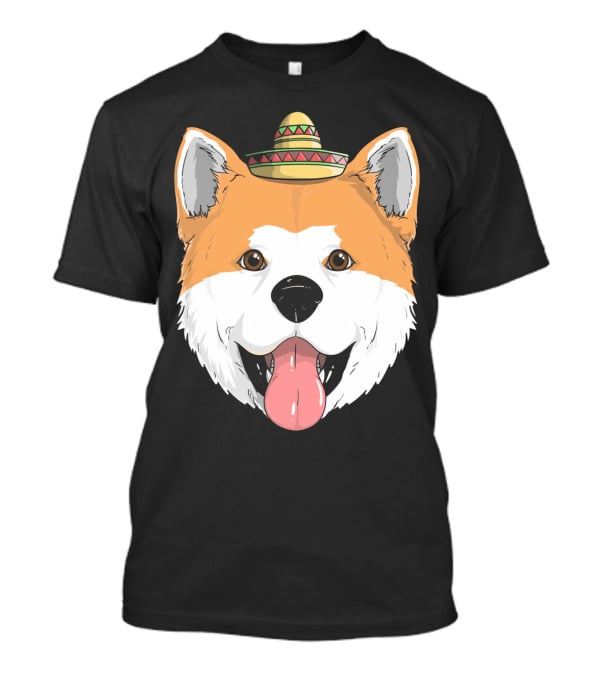 Akita Dog Sombrero Cinco De Mayo Fiesta T-Shirt