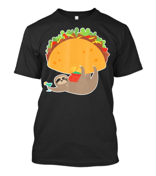 Funny Cinco De Mayo Sloth Taco Holding Margarita T-Shirt