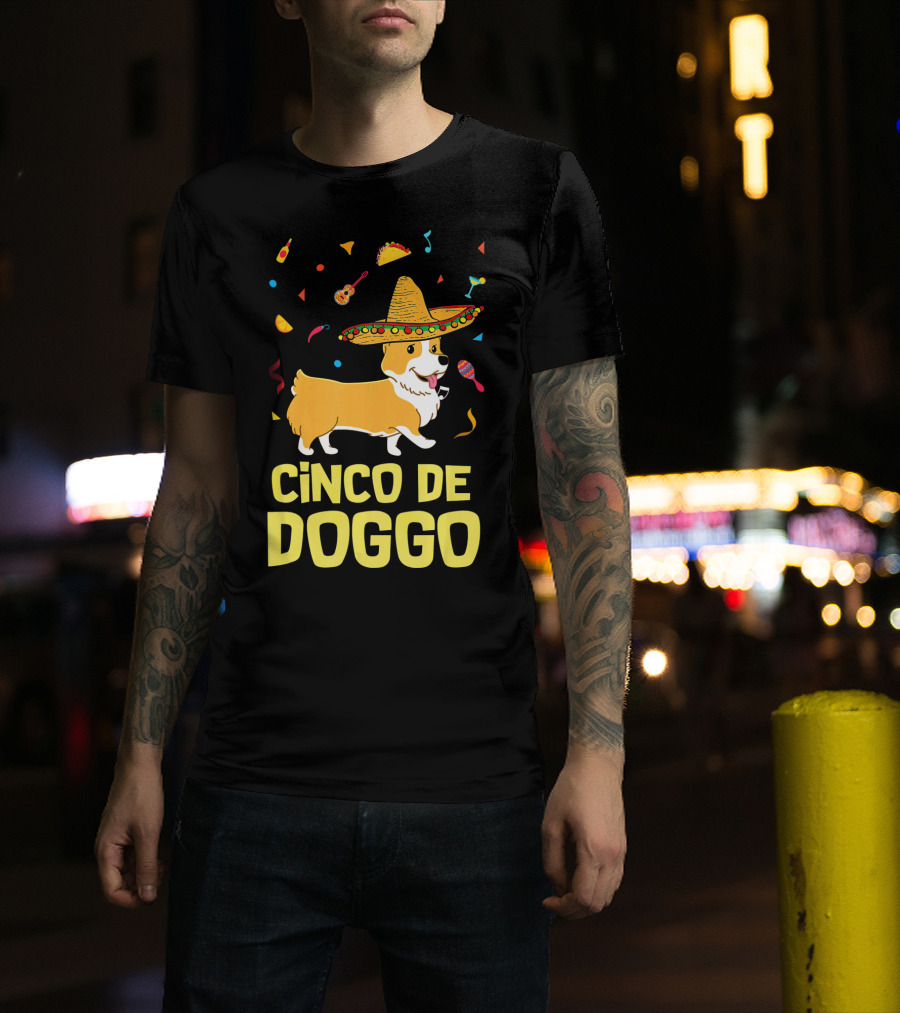 Cinco De Doggo Funny Taco Sombrero Corgi T-Shirt