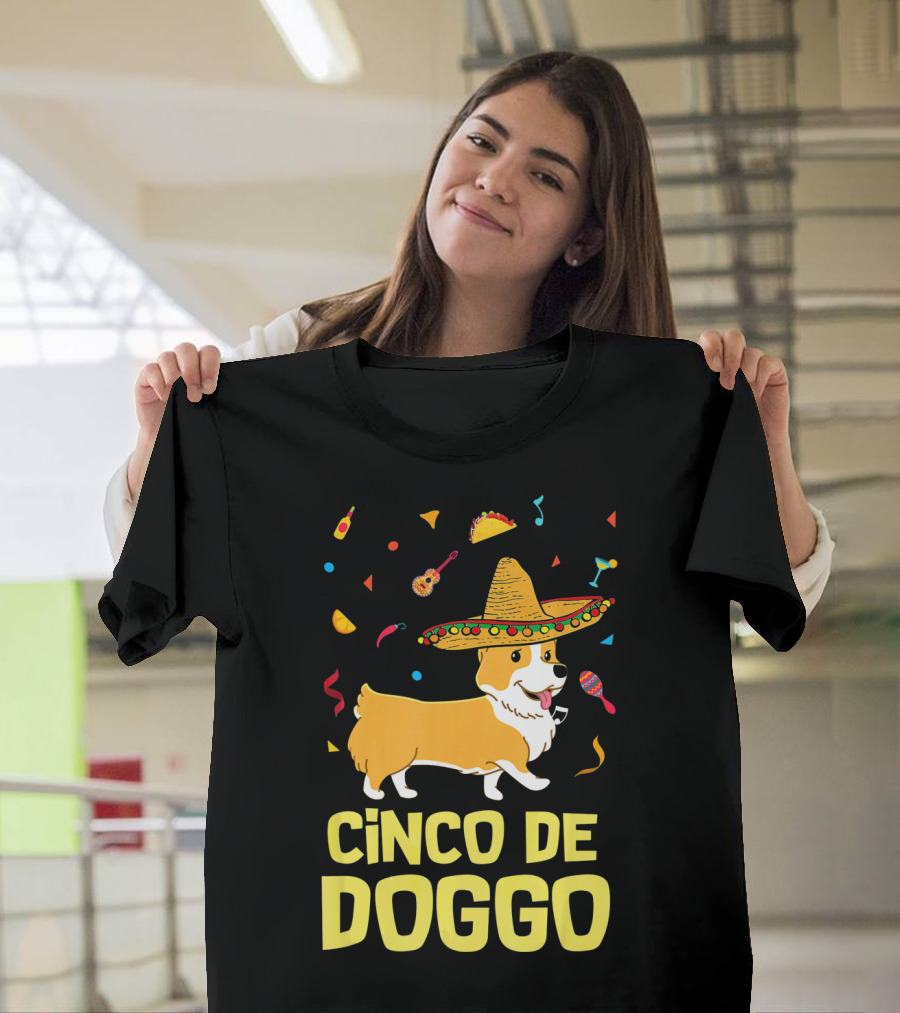 Cinco De Doggo Funny Taco Sombrero Corgi T-Shirt