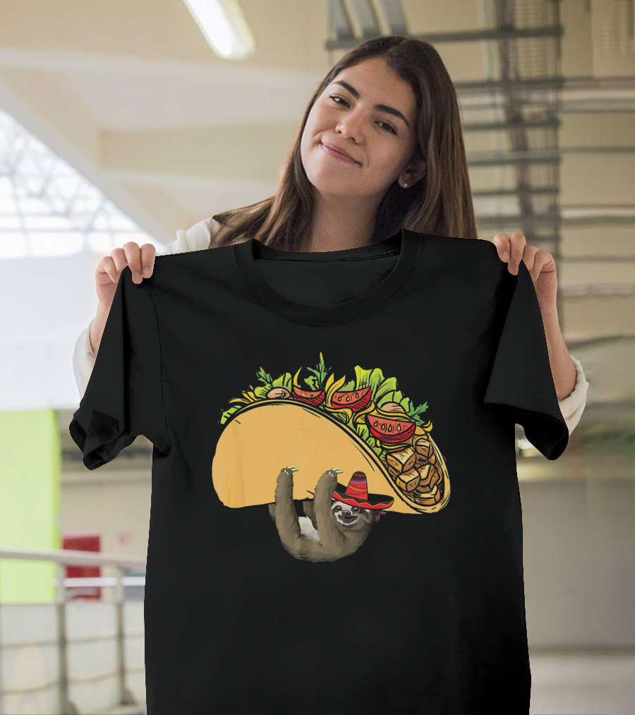 Cinco De Mayo Sloth Sombrero Taco Fiesta T-Shirt