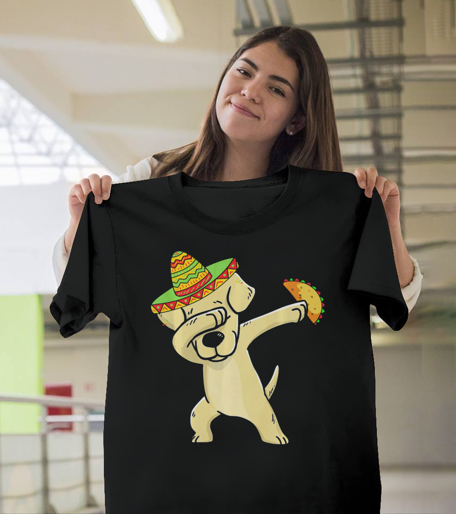 Labrador Retriever Dabbing with Taco and Sombrero T-Shirt