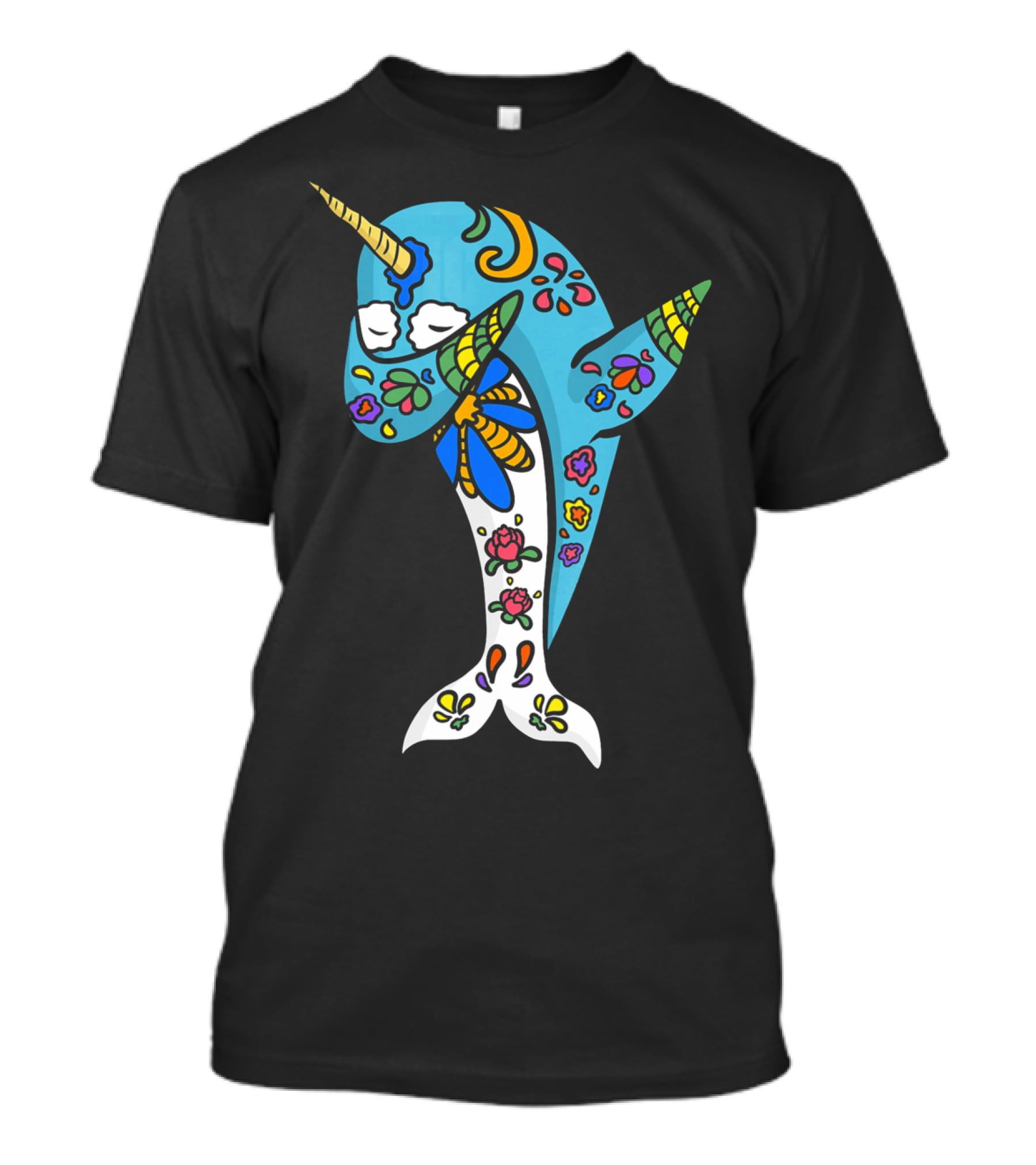 Cinco De Mayo Sugar Skull Narwhal Floral T-Shirt