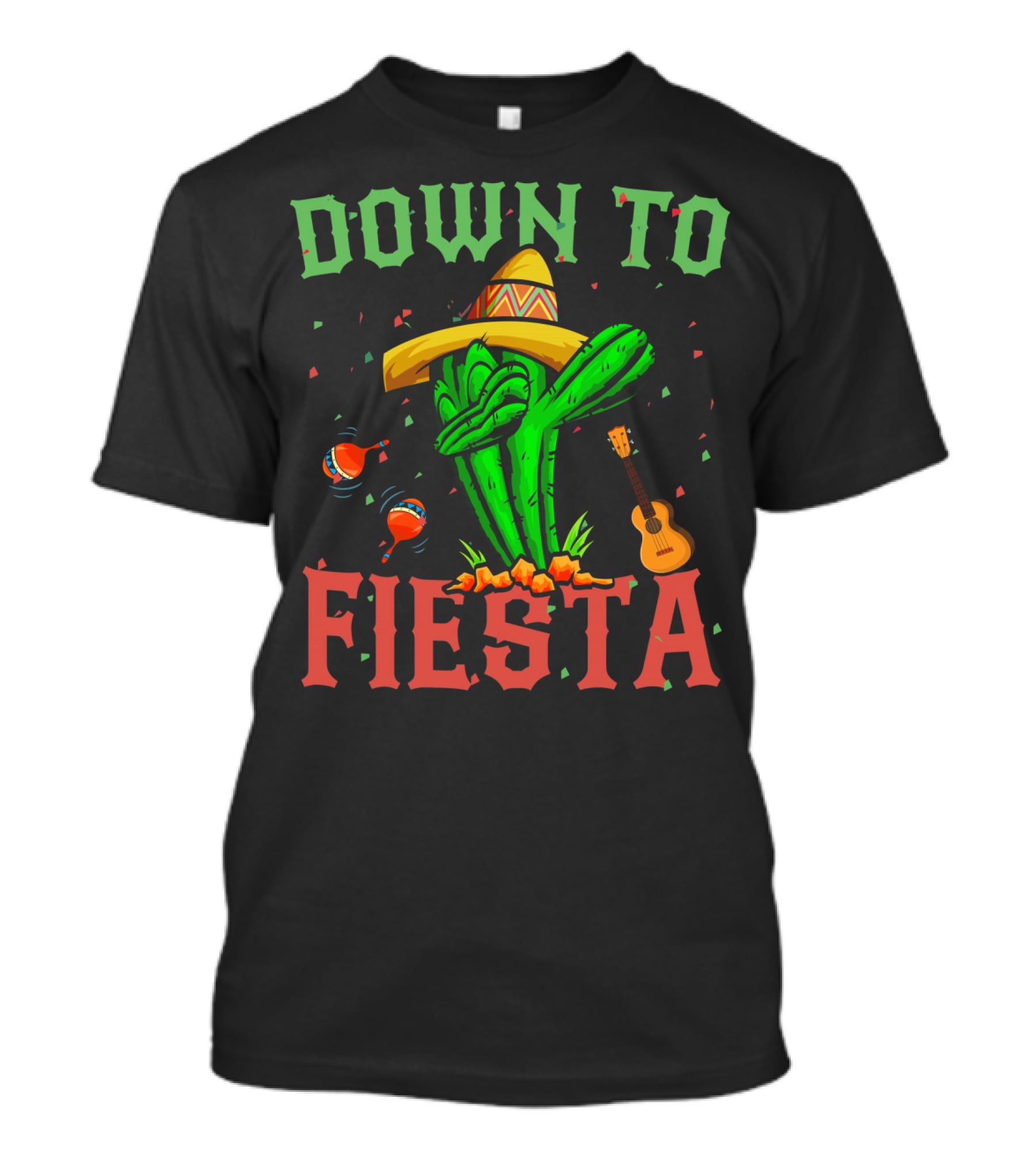 Down To Fiesta Dabbing Cactus Sombrero Maracas Guitar Cinco De Mayo T-Shirt