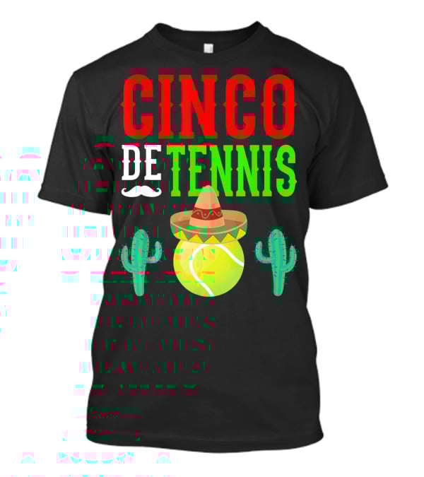 Cinco De Tennis Funny Mexico Sombrero Cactus T-Shirt