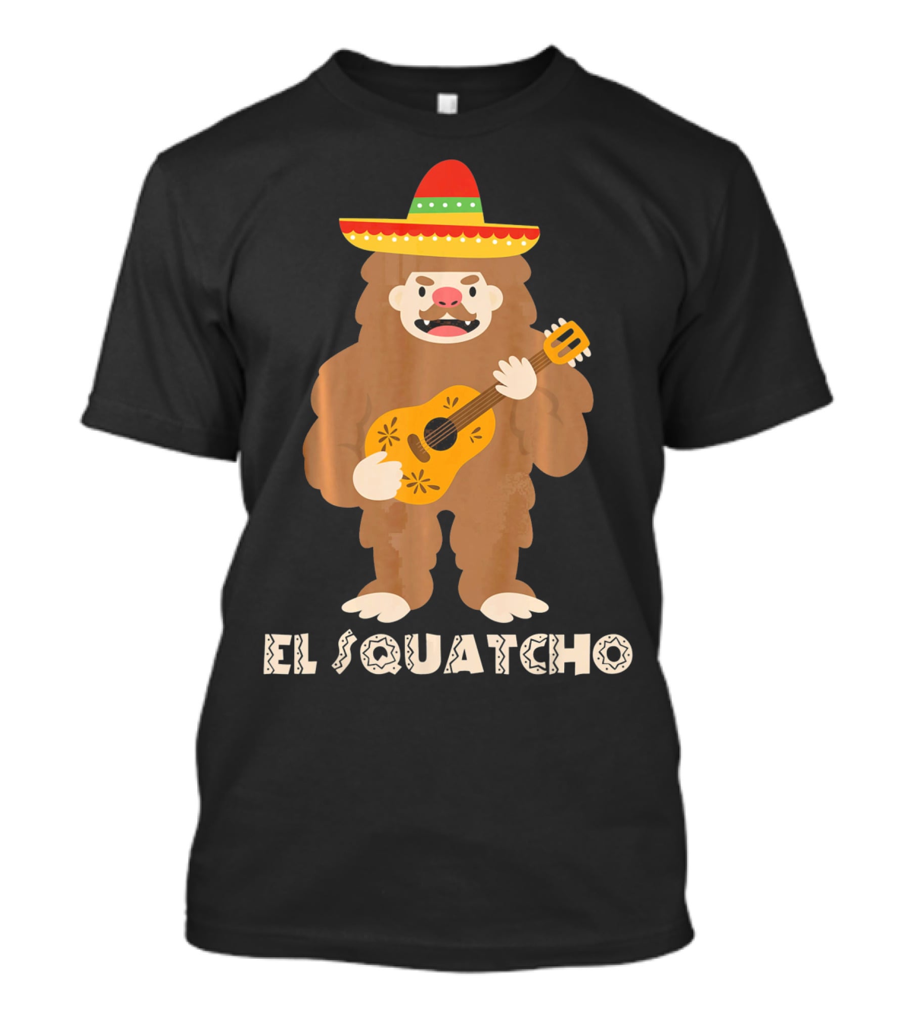 El Squatcho Sasquatch Funny Mexican Cinco Mariachi Sombrero Guitar T-Shirt