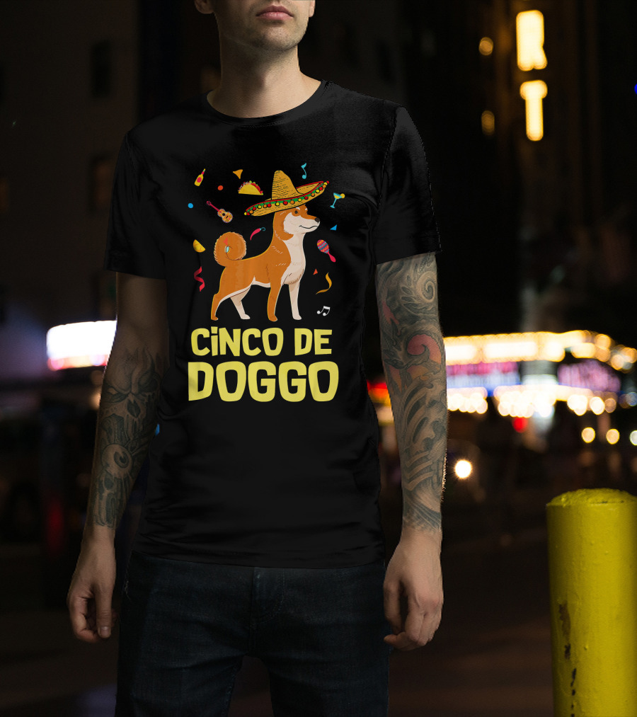 Funny Taco Sombrero Shiba Inu Doggo Cinco De Doggo T-Shirt