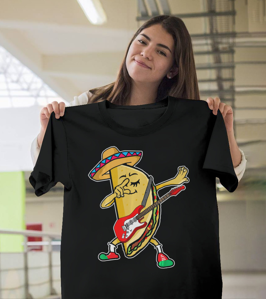 Dabbing Taco Sombrero Guitar Kids Mexican Fiesta T-Shirt