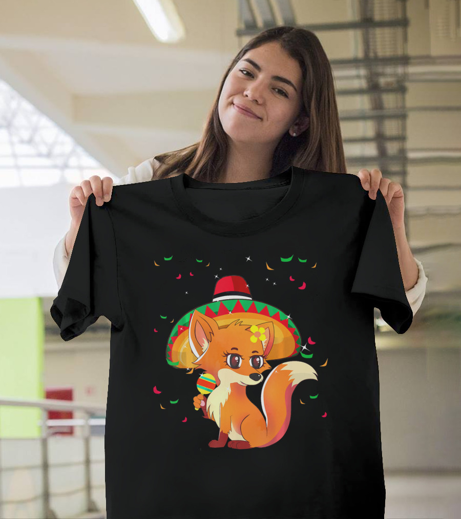 Cute Foxy Fox Sombrero Cinco De Mayo 5th Of May T-Shirt