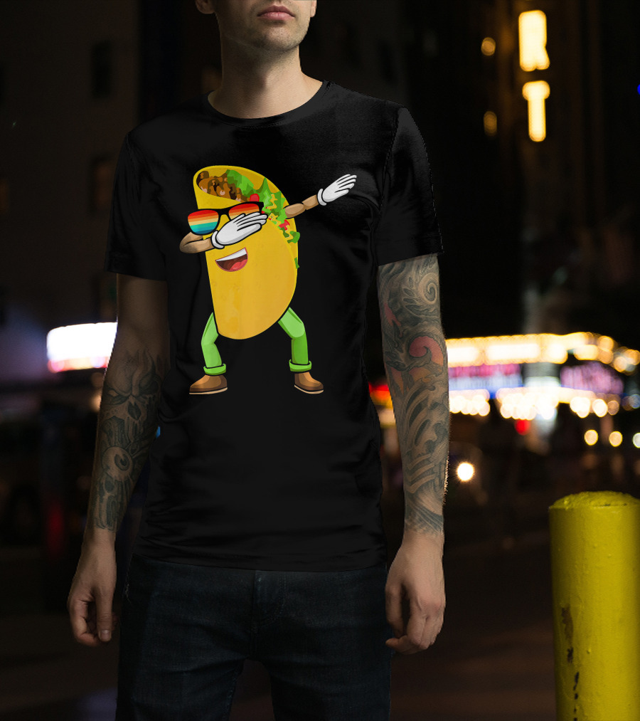 Dabbing Taco With Sunglasses Cinco De Mayo Fiesta Fun T-Shirt
